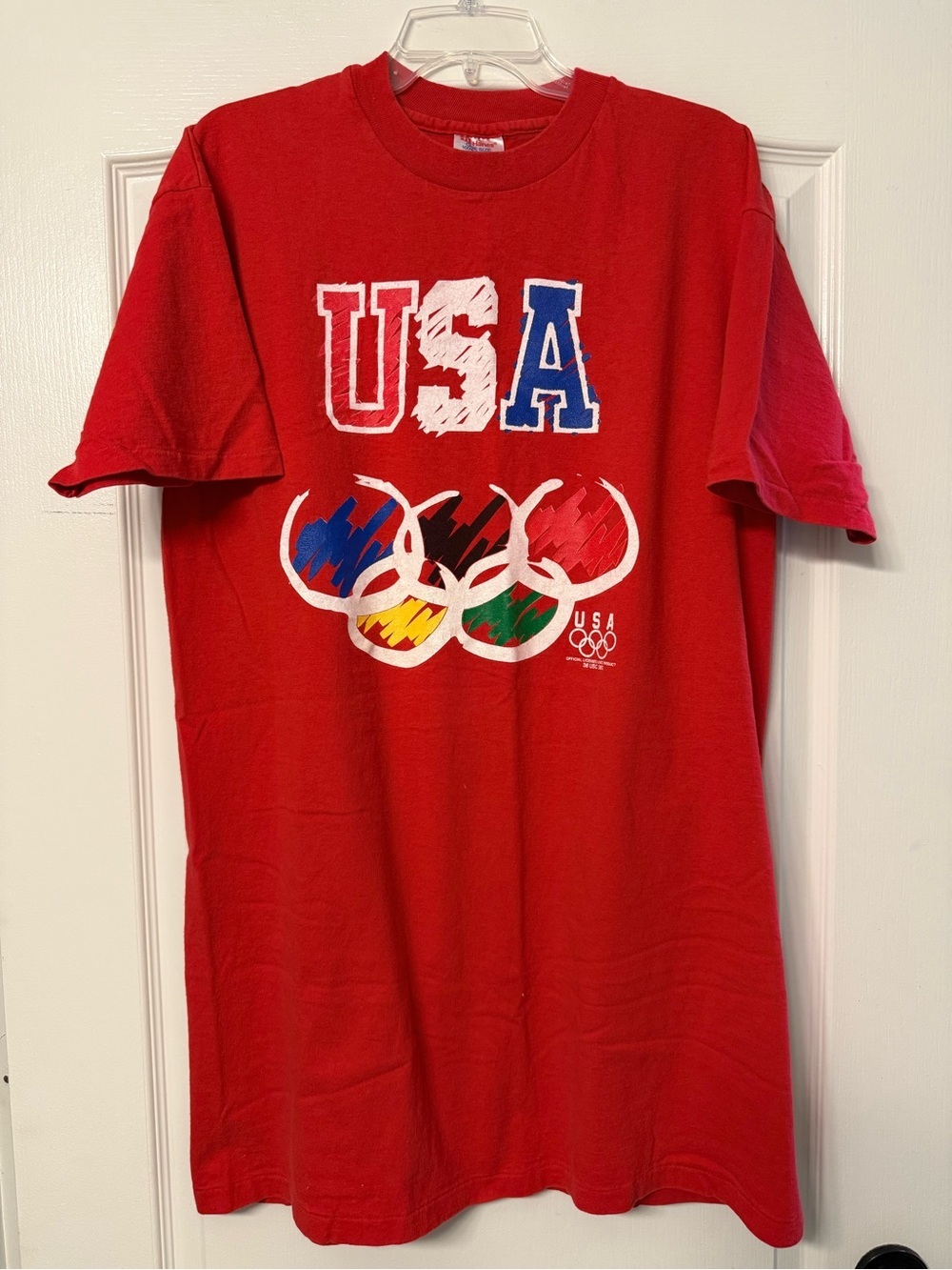 Vintage Single Stitch one Size Night Shirt Red USA 1996 Atlanta Olympics Graphic